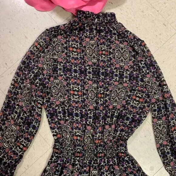 MISA LOS ANGELES Rania Asymmetrical Tiered Ruffle Dress Floral Smocked Fairy - Picture 15 of 16